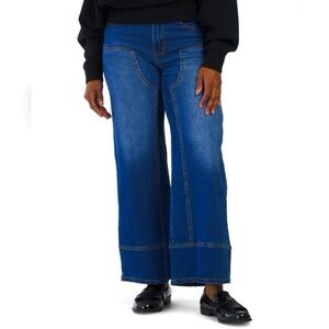 Flying Angle Wide Leg Utility Soft Jeans Nordstrom Blue Tan Stitching 7/28‎